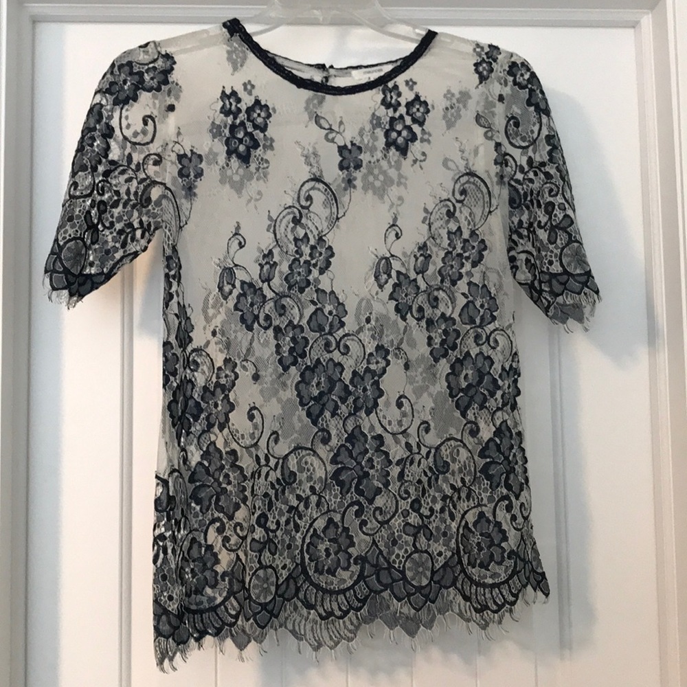 Lace, embroidered blouse
